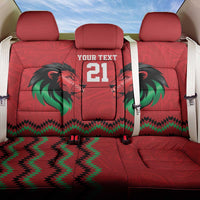 Kenya Cricket Custom Back Car Seat Cover Red Lion Head with Kenyan Pattern - Wonder Print Shop