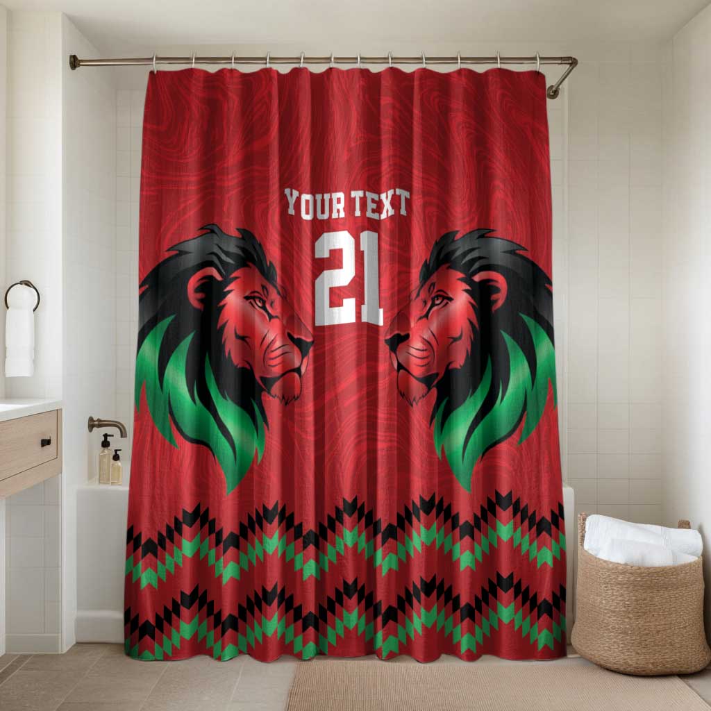 Kenya Cricket Custom Bathroom Set Red Lion Head with Kenyan Pattern - Wonder Print Shop