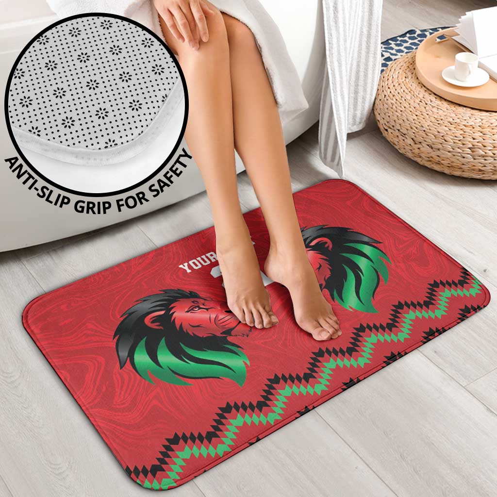 Kenya Cricket Custom Bathroom Set Red Lion Head with Kenyan Pattern - Wonder Print Shop