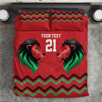 Kenya Cricket Custom Bedding Set Red Lion Head with Kenyan Pattern - Wonder Print Shop