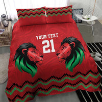 Kenya Cricket Custom Bedding Set Red Lion Head with Kenyan Pattern - Wonder Print Shop