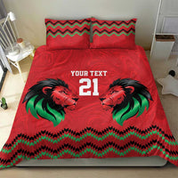 Kenya Cricket Custom Bedding Set Red Lion Head with Kenyan Pattern - Wonder Print Shop