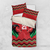 Kenya Cricket Custom Bedding Set Red Lion Head with Kenyan Pattern - Wonder Print Shop