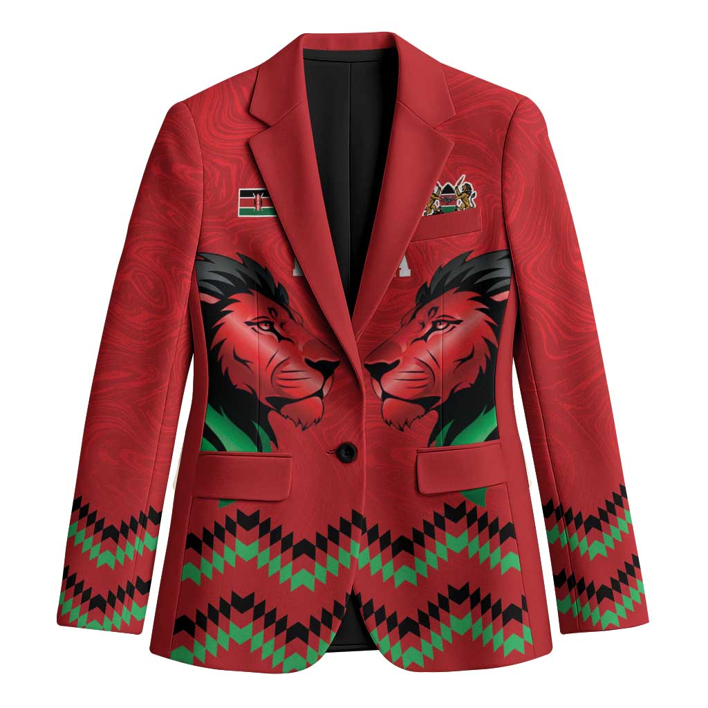 Kenya Cricket Custom Blazer Red Lion Head with Kenyan Pattern - Wonder Print Shop