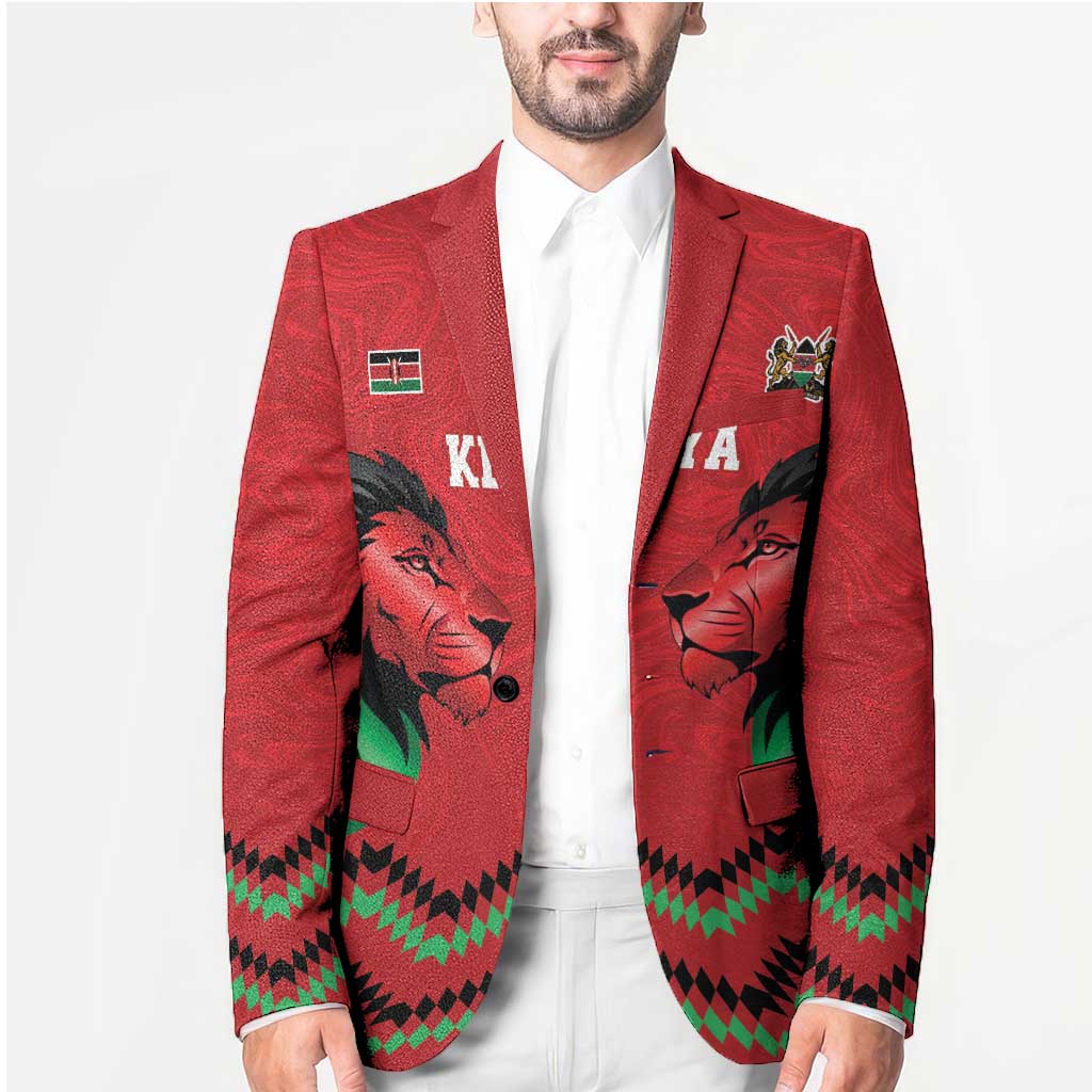 Kenya Cricket Custom Blazer Red Lion Head with Kenyan Pattern - Wonder Print Shop