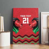 Kenya Cricket Custom Canvas Wall Art Red Lion Head with Kenyan Pattern - Wonder Print Shop