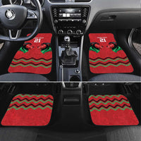 Kenya Cricket Custom Car Mats Red Lion Head with Kenyan Pattern - Wonder Print Shop