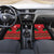 Kenya Cricket Custom Car Mats Red Lion Head with Kenyan Pattern - Wonder Print Shop