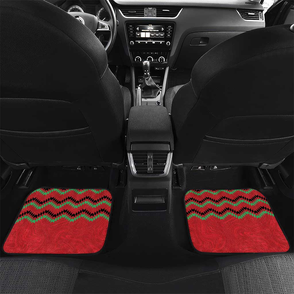 Kenya Cricket Custom Car Mats Red Lion Head with Kenyan Pattern - Wonder Print Shop