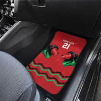 Kenya Cricket Custom Car Mats Red Lion Head with Kenyan Pattern - Wonder Print Shop