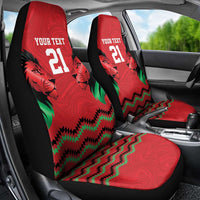 Kenya Cricket Custom Car Seat Cover Red Lion Head with Kenyan Pattern - Wonder Print Shop