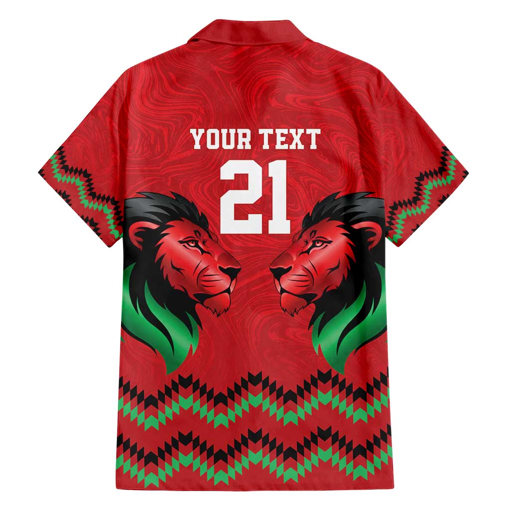 Kenya Cricket Custom Family Matching Long Sleeve Bodycon Dress and Hawaiian Shirt Red Lion Head with Kenyan Pattern - Wonder Print Shop