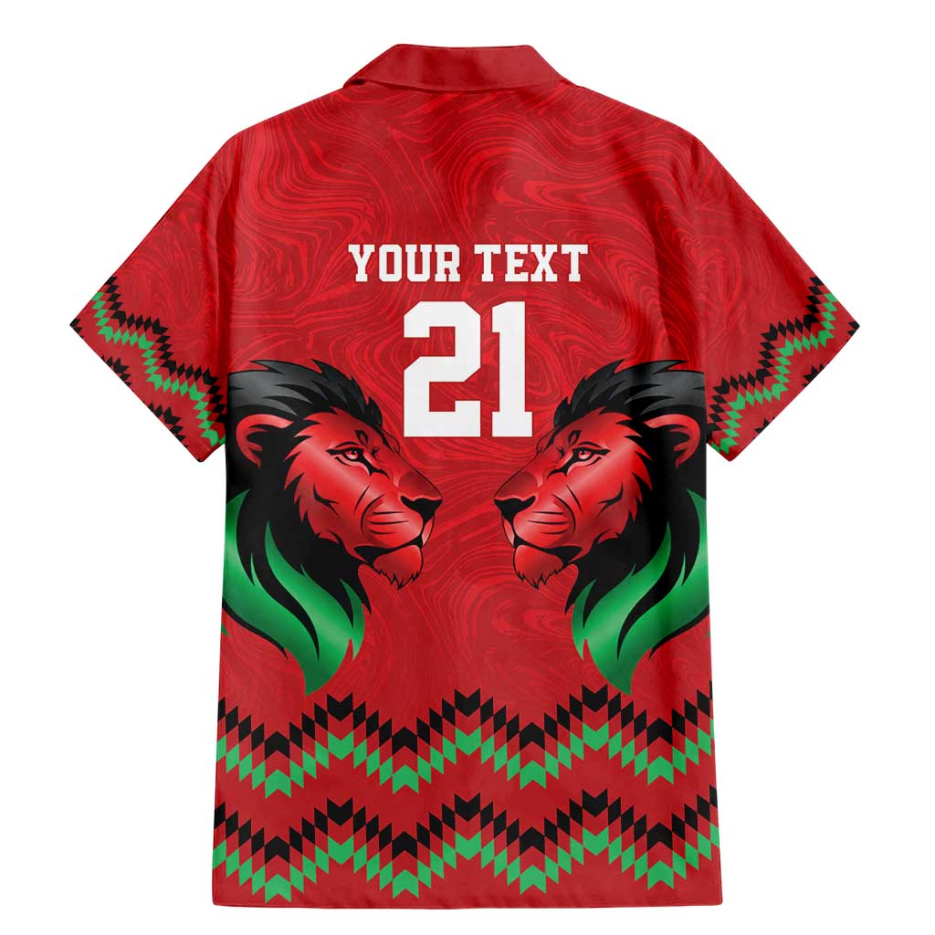 Kenya Cricket Custom Family Matching Mermaid Dress and Hawaiian Shirt Red Lion Head with Kenyan Pattern - Wonder Print Shop