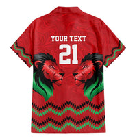 Kenya Cricket Custom Family Matching Mermaid Dress and Hawaiian Shirt Red Lion Head with Kenyan Pattern - Wonder Print Shop