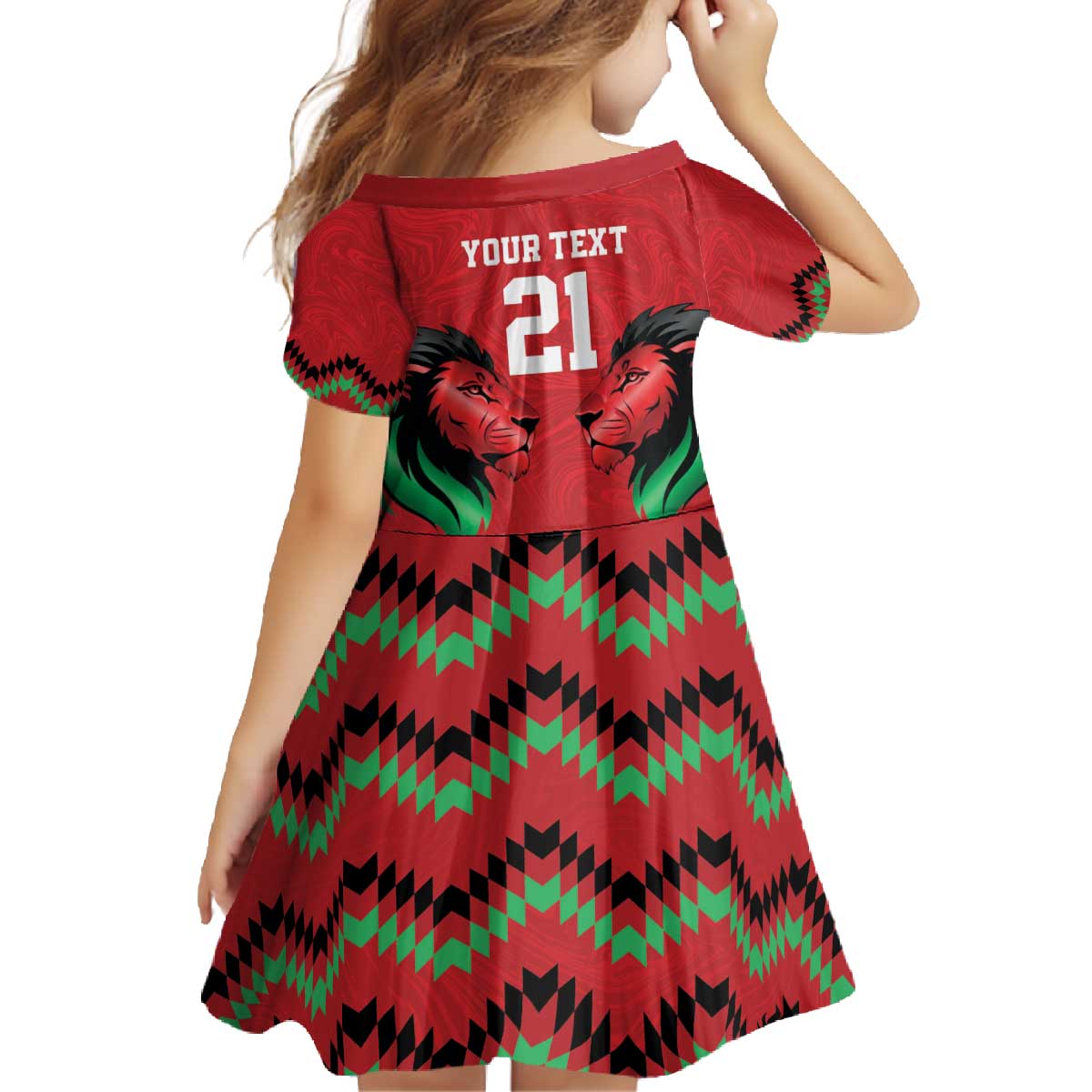 Kenya Cricket Custom Family Matching Off The Shoulder Long Sleeve Dress and Hawaiian Shirt Red Lion Head with Kenyan Pattern - Wonder Print Shop