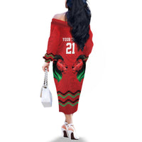 Kenya Cricket Custom Family Matching Off The Shoulder Long Sleeve Dress and Hawaiian Shirt Red Lion Head with Kenyan Pattern - Wonder Print Shop