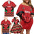 Kenya Cricket Custom Family Matching Off Shoulder Short Dress and Hawaiian Shirt Red Lion Head with Kenyan Pattern - Wonder Print Shop
