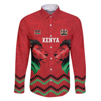 Kenya Cricket Custom Family Matching Short Sleeve Bodycon Dress and Hawaiian Shirt Red Lion Head with Kenyan Pattern - Wonder Print Shop