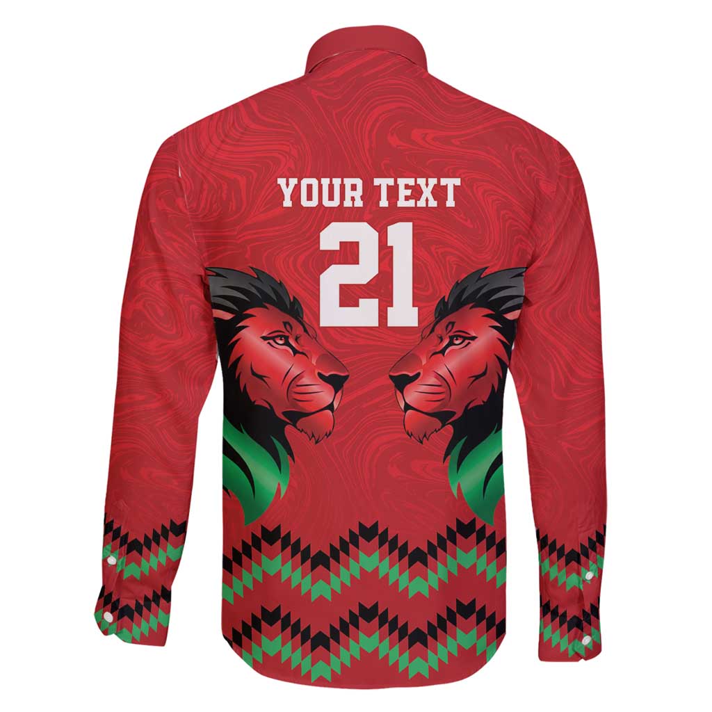 Kenya Cricket Custom Family Matching Summer Maxi Dress and Hawaiian Shirt Red Lion Head with Kenyan Pattern - Wonder Print Shop