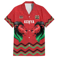 Kenya Cricket Custom Family Matching Tank Maxi Dress and Hawaiian Shirt Red Lion Head with Kenyan Pattern - Wonder Print Shop