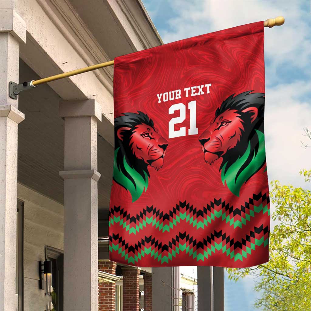 Kenya Cricket Custom Garden Flag Red Lion Head with Kenyan Pattern - Wonder Print Shop