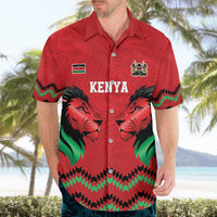 Kenya Cricket Custom Hawaiian Shirt Red Lion Head with Kenyan Pattern - Wonder Print Shop