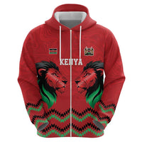 Kenya Cricket Custom Hoodie Red Lion Head with Kenyan Pattern - Wonder Print Shop