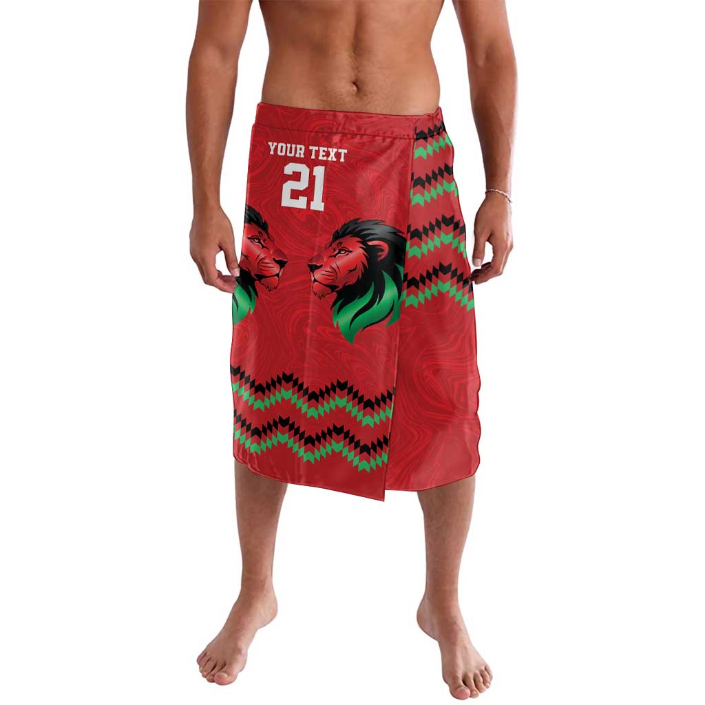 Kenya Cricket Custom Lavalava Red Lion Head with Kenyan Pattern - Wonder Print Shop