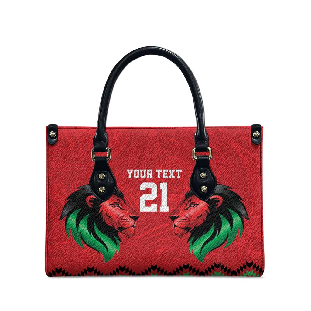 Kenya Cricket Custom Leather Bag Red Lion Head with Kenyan Pattern - Wonder Print Shop