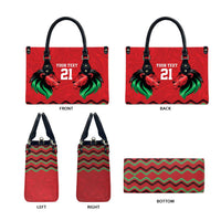 Kenya Cricket Custom Leather Bag Red Lion Head with Kenyan Pattern - Wonder Print Shop