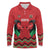 Kenya Cricket Custom Long Sleeve Polo Shirt Red Lion Head with Kenyan Pattern - Wonder Print Shop