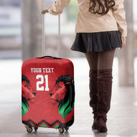 Kenya Cricket Custom Luggage Cover Red Lion Head with Kenyan Pattern - Wonder Print Shop