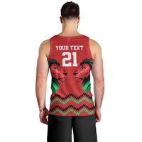 Kenya Cricket Custom Men Tank Top Red Lion Head with Kenyan Pattern - Wonder Print Shop