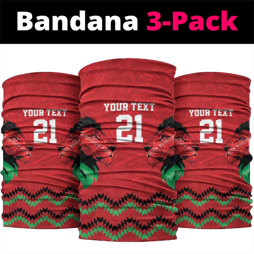 Kenya Cricket Custom Neck Gaiter Red Lion Head with Kenyan Pattern - Wonder Print Shop