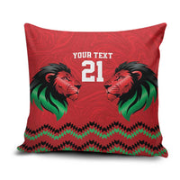 Kenya Cricket Custom Pillow Cover Red Lion Head with Kenyan Pattern - Wonder Print Shop