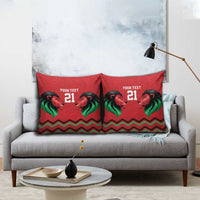 Kenya Cricket Custom Pillow Cover Red Lion Head with Kenyan Pattern - Wonder Print Shop