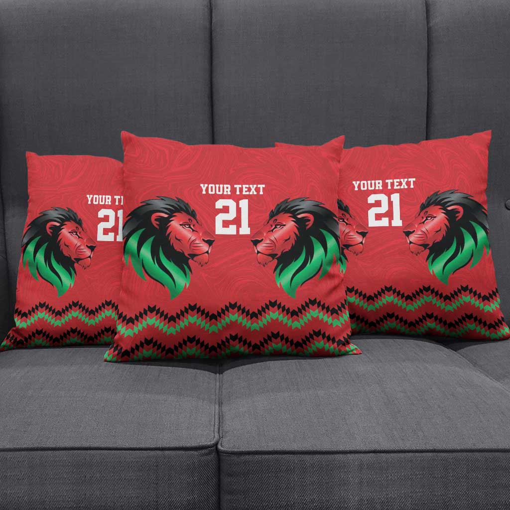 Kenya Cricket Custom Pillow Cover Red Lion Head with Kenyan Pattern - Wonder Print Shop