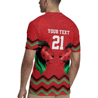 Kenya Cricket Custom Rugby Jersey Red Lion Head with Kenyan Pattern - Wonder Print Shop