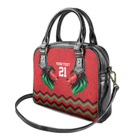 Kenya Cricket Custom Shoulder Handbag Red Lion Head with Kenyan Pattern - Wonder Print Shop