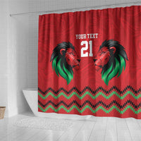 Kenya Cricket Custom Shower Curtain Red Lion Head with Kenyan Pattern - Wonder Print Shop