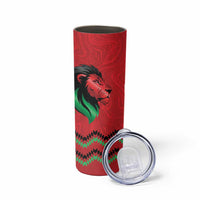 Kenya Cricket Custom Skinny Tumbler Red Lion Head with Kenyan Pattern - Wonder Print Shop
