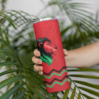 Kenya Cricket Custom Skinny Tumbler Red Lion Head with Kenyan Pattern - Wonder Print Shop