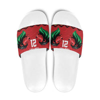 Kenya Cricket Custom Slide Sandals Red Lion Head with Kenyan Pattern - Wonder Print Shop