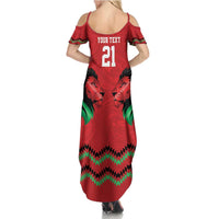 Kenya Cricket Custom Summer Maxi Dress Red Lion Head with Kenyan Pattern - Wonder Print Shop
