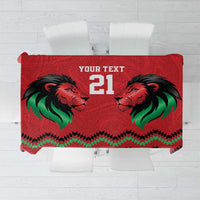 Kenya Cricket Custom Tablecloth Red Lion Head with Kenyan Pattern - Wonder Print Shop