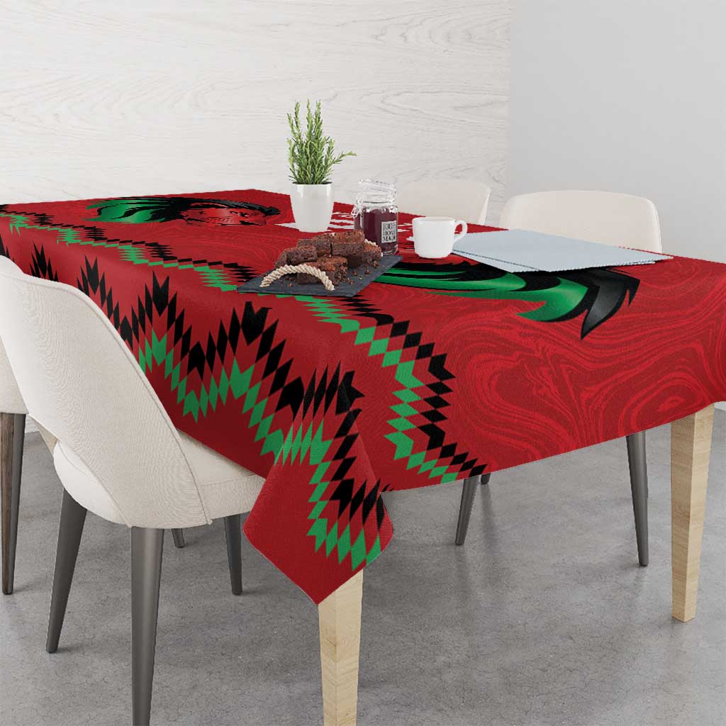 Kenya Cricket Custom Tablecloth Red Lion Head with Kenyan Pattern - Wonder Print Shop