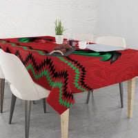Kenya Cricket Custom Tablecloth Red Lion Head with Kenyan Pattern - Wonder Print Shop