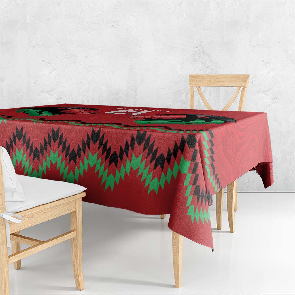 Kenya Cricket Custom Tablecloth Red Lion Head with Kenyan Pattern - Wonder Print Shop