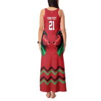 Kenya Cricket Custom Tank Maxi Dress Red Lion Head with Kenyan Pattern - Wonder Print Shop