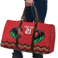 Kenya Cricket Custom Travel Bag Red Lion Head with Kenyan Pattern - Wonder Print Shop